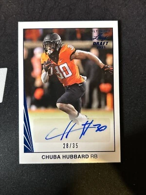 2021 Leaf Ultimate Draft - 1990 Leaf Autographs Navy #BA-CH1 Chuba Hubbard /35 - Image 1 of 2