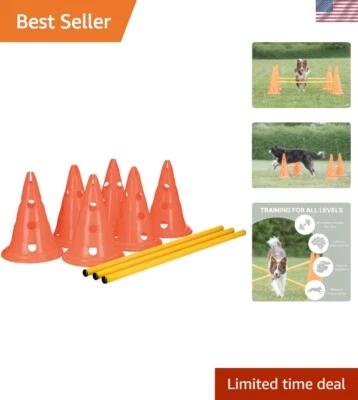Kit Completo de Entrenamiento de Agilidad para Perros con 6 Conos y 3 Obstáculos Ajustables en Altura Foto 1 de 4