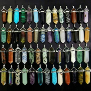 16PC Chakra Quartz Crystal Point Healing Gemstone Pendant Necklace Stone