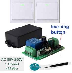 433Mhz 110/220V LED Lamp Light Bulb Wall Panel Wireless RF Remote Control Switch - Picture 1 of 22