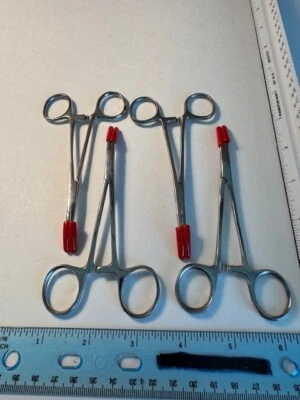 Hemostato curvo con calzado de goma, 5 pulgadas, bloqueo/trinqueteado (juego de 4)  Foto 1 de 4