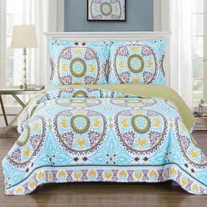 Nyah Oversized Reversible Print Wrinkle Free Microfiber Coverlet - Picture 1 of 1