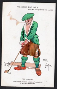 Postal de golf de moda para hombre cómic Reg Carter golf más cuatro 1913 antiguo - Imagen 1 de 2