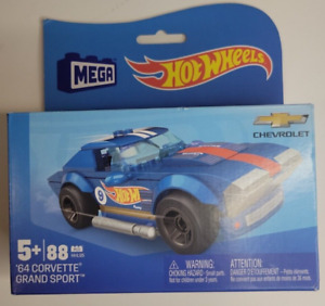 MEGA Hot Wheels Building Toy Race Car Playset, 64 Corvette Grand Sport with 8...