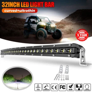 32" Curved LED Light Bar Offroad Driving For Polaris Ranger XP 900 1000 RZR 4X4 - Foto 1 di 13