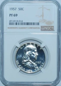 1957 NGC PR69 PF69 Proof Strike Franklin Half Dollar - Picture 1 of 2