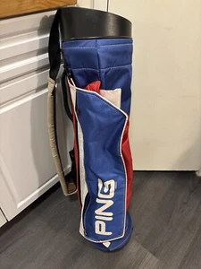 Bolsa de golf vintage Ping Sunday de 4 vías ROJA BLANCA AZUL TRUMP ligera correa única - Imagen 1 de 14
