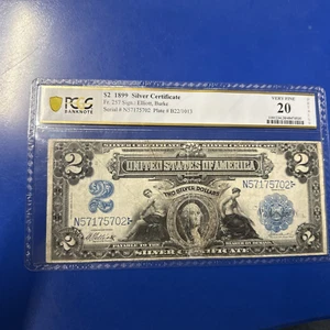 1899 $2 Mini Porthole Silver Certificate - Fr. 257 - PCGS VF20 Details - Picture 1 of 11