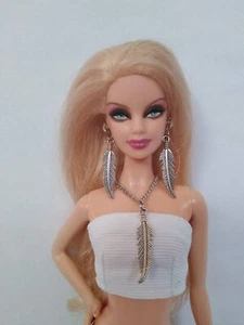 Jewelry necklace & earrings feathers for barbie silkstone fashion royalty, poppy - Imagen 1 de 7