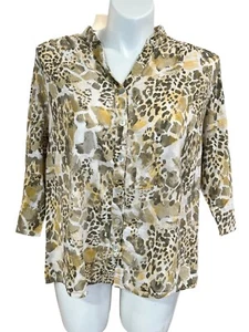 Alfred Dunner 18W Women's Animal Print 3/4 Sleeve Blouse Top 100% Cotton - Imagen 1 de 6