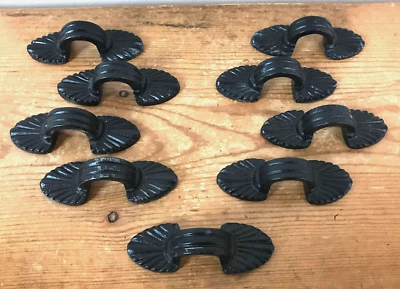 Lote 9 puxadores de gaveta de armário estilo antigo vintage ferro fundido metal preto - Imagem 1 de 4