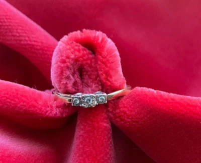 JARED 3-Diamond Petite "Promise Ring" In 14K Rose, White, Yellow, Gold - Image 1 of 4