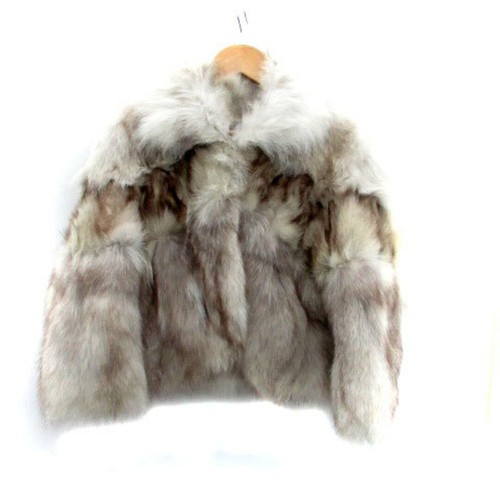 OFF WHITE Cappotto pelliccia di volpe Dudanae DeDanae colore sten lunghezza corta 40 L grigio bianco sporco u