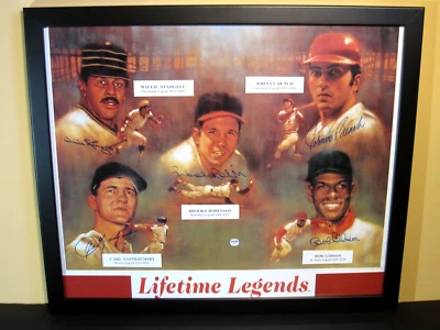 BENCH YASTRZEMSKI GIBSON LEGEND 5 SIGNED AUTOGRAPH FRAMED 20X24 POSTER PRINT PSA - Image 1 of 4