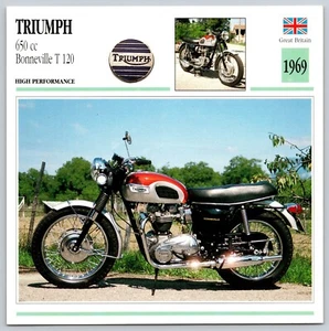 Tarjeta de motocicleta Triumph 650 cc Bonneville T 120 1969 G Britain Edito Ser Atlas - Imagen 1 de 2