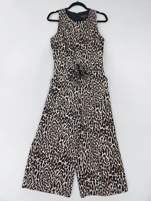 Mono Banana Republic para mujer negro tostado estampado de leopardo cinturón pierna ancha recortado Foto 1 de 4