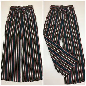 NWT EXPRESS MultiColor Striped High Waist Belted Wide Leg Pant Womens sz Small - Picture 1 of 11