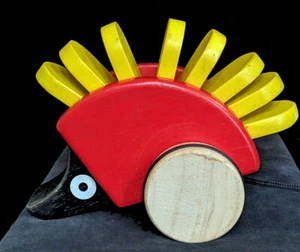 Vintage 1999 Ikea Nachzieh Holz Igel Nachziehspielzeug Klatsche - Bild 1 von 2