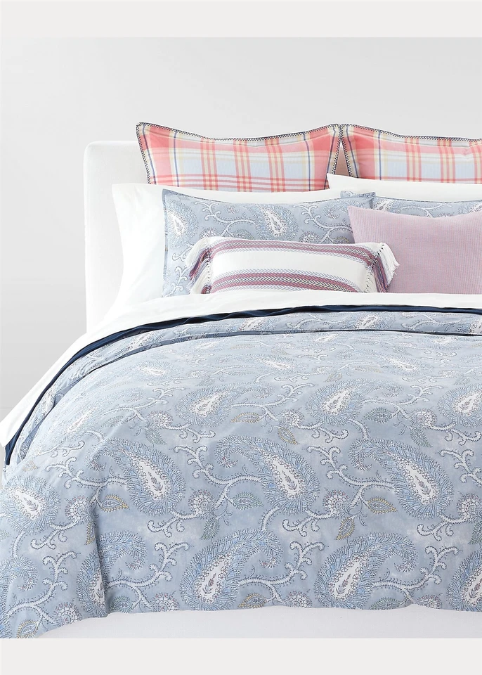 Lauren Ralph Lauren Karina Paisley KING Duvet Cover & 2 Shams Set Blue