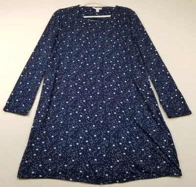 Vestido Charter Club Ropa de Dormir Íntima Para Mujer Grande Azul Blanco Estrellas Manga Larga Foto 1 de 4