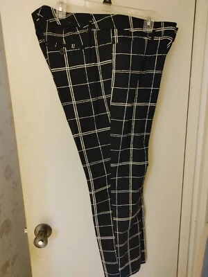 Stylus Checked Black & White Pants Sz 12 Cotton Spandex Waist 36 Inseam 27 in - Image 1 of 3