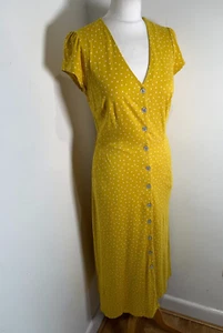 Boden tea Dress 10 R VGC midi button front jersey dotty print pattern - Picture 1 of 10