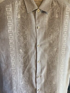 Herren Tommy Bahama Leinen Hawaii Print Kurzarm Hemd - Größe L - Bild 1 von 11