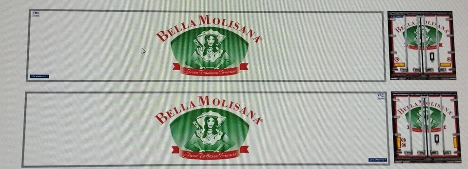 Grafica adesiva "BELLA MOLISANA"  x semirimorchi Herpa 1/87 autoproduzione - Immagine 1 di 1