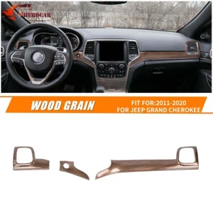 Cubierta de tablero de instrumentos de consola central de grano de madera 3 piezas para Grand Cherokee 2011-2020 - Imagen 1 de 14