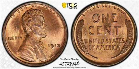 1912 PCGS MS64RD Red Lincoln Wheat Cent Cover