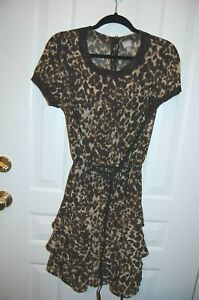 Women's Converse One Star Dress Size Large Short Sleeved Animal Print Layered 