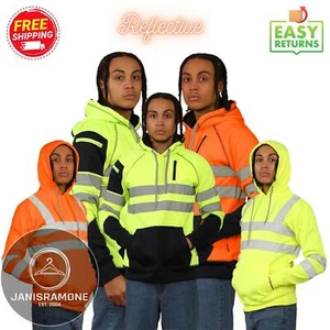 Sudadera con capucha para hombre Hi Vis alta visibilidad lana seguridad ropa de trabajo jersey con capucha saltador - Imagen 1 de 21