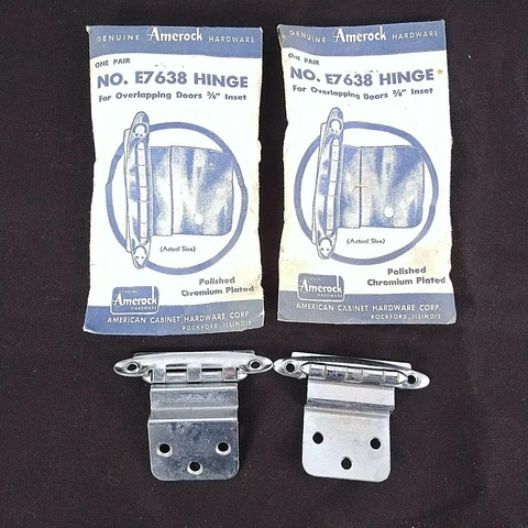 Amerock Cabinet Hinges One Pair E7368 Vintage Hardware Chrome Plated Lot Of 2 Cover