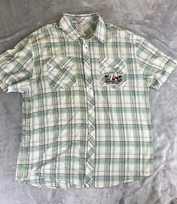 Camisa Western Walt Disney World 71 Surf Tours Perla Botón a Presión Verde Hombres Talla L Foto 1 de 4