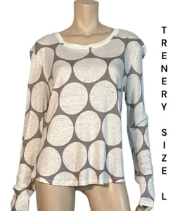🌻TRENERY SIZE L LINEN BLEND LIGHT KNIT LONG SLEEVE TOP LIKE NEW - Picture 1 of 10