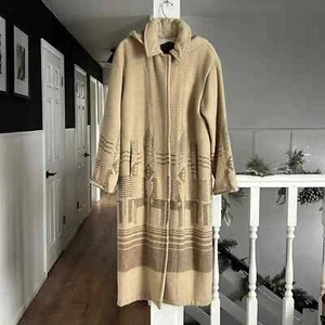 Woolrich long line wool duster pea coat size small with removable hood cream - Picture 1 of 11