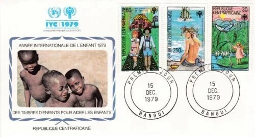 República Centroafricana 1979 Año del Niño Set de 2 FDC Bangui Cancelar En muy buena condición Foto 1 de 2