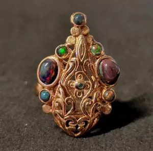 Vintage Style Black Opal 925 Sterling Silver Ring Size 6.5 2474 - Picture 1 of 6