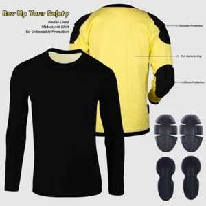 Men Motorcycle Bikers T-Shirts Jacket Lined With Kevler CE Armours - Picture 1 of 5
