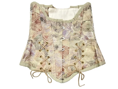 Artisan Made XS Pastel Colored Jacquard Renaissance Underbust Lace Up Corset - Image 1 of 4