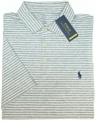 Polo Ralph Lauren Mens Gray Striped Performance Short Sleeve Shirt Stretch $98 - Image 1 of 3
