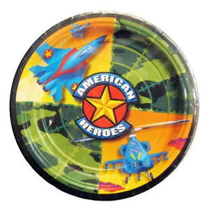 American Heroes Camo Military Camouflage Birthday Party 9" Paper Dinner Plates - Picture 1 of 1