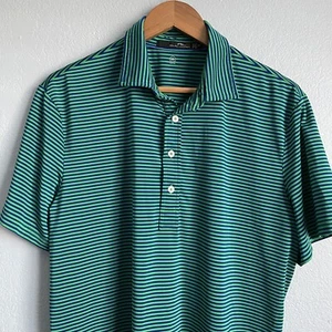 Polo da golf Ralph Lauren RLX uomo taglia media verde blu a righe manica corta - Foto 1 di 7