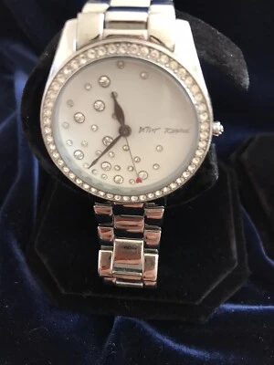 Betsey Johnson Rare Rhinestone Silvertone Stars on Face Watch EUC needs battery - Image 1 of 2