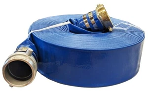 2" x 50' Reinforced PVC Lay Flat Discharge Hose | 70 PSI | Aluminum Pin Lug - Picture 1 of 4