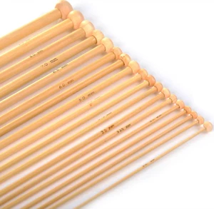 ECO FRIENDLY WOODEN BAMBOO SINGLE POINT KNITTING NEEDLES (PAIR) 2-10mm 26cm Long - Picture 1 of 20