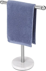 Hand Towel Holder Stand with Heavy Marble Base, T-Shape Towel Rack, Free-Standin - Picture 1 of 12