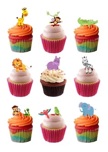 Cake Toppers Cute Jungle Safari Animals 26 Stand Up Edible Wafer Paper Decoratio - Picture 1 of 11