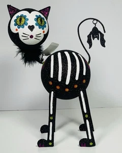 De colección Raro 12.5” Pier 1 Un Día de los Muertos Brillo Gato Halloween con Murciélago Nuevo con Etiquetas - Imagen 1 de 12