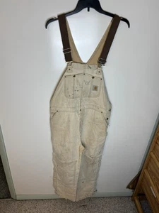 Carhartt Men Double Knee Pants Light Brown Faded Distressed Approx 42x28 - Picture 1 of 12